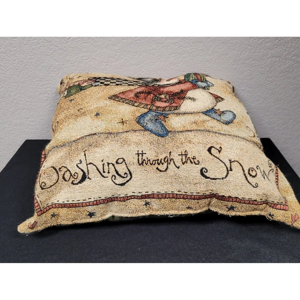 3 Christmas Pillows Pat Yuille Designs Snowman, Santa, Christmas Tree - Read